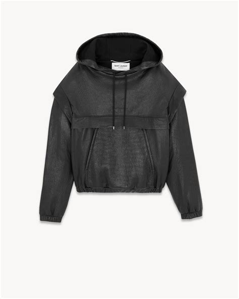 Saint Laurent hoodie in grained lambskin 